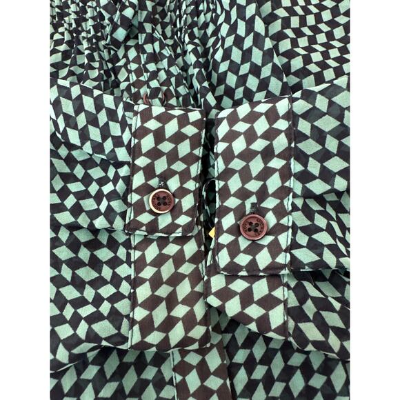 Michael Michael Kors Geometric Print Long Sleeve Button Up Blouse Top Size 1X - Picture 11 of 13